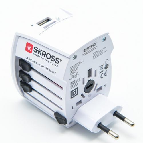 SKROSS ワールド・トラベル・アダプター マルチ変換プラグ MUV USB 2A