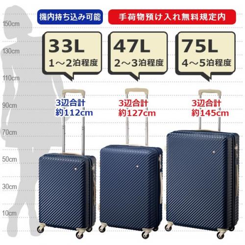エース HaNT/ハント マイン スーツケース (47L) キャスターストッパー付き ファスナータイプ 2～3泊用 手荷物預け入れサイズ 05748