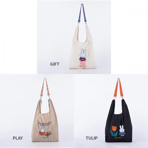 Dick Bruna ディックブルーナ ストラップ付きショッパーバッグ サブバッグ エコバッグ ミッフィー キャラクター 2WAY くすみカラー プレゼント ギフト ヘミングス 40852