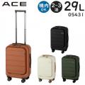 ACE フレットボード スーツケース (29L) フロントポケット付き ファスナータイプ キャスターストッパー機能 2～3泊用 外寸計112cm 機内持ち込みサイズ 05431