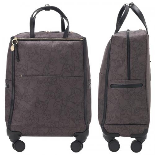 ace. /HAyU×ace. ユッカトローリー (33L) ネコ柄 ストッパー付き トロリーバッグ ソフトキャリー 2～3泊用 3辺合計113cm 機内持ち込みサイズ 17841