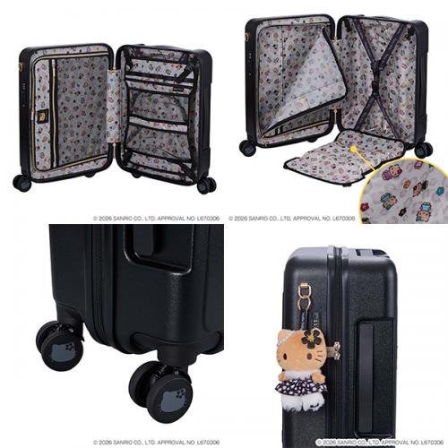 siffler HAPITAS PLUS シフレ ハピタスプラス サンリオキャラクターズ ぬいぐるみ付ジッパーキャリー ハローキティ スーツケース 32L Sサイズ 1~2泊用 機内持込可能 フック付 HPL2354-48