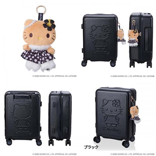 siffler HAPITAS PLUS シフレ ハピタスプラス サンリオキャラクターズ ぬいぐるみ付ジッパーキャリー ハローキティ スーツケース 32L Sサイズ 1~2泊用 機内持込可能 フック付 HPL2354-48