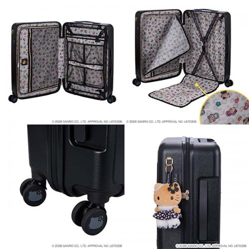 siffler HAPITAS PLUS シフレ ハピタスプラス サンリオキャラクターズ ぬいぐるみ付ジッパーキャリー ハローキティ スーツケース 47L Mサイズ 3~4泊用 フック付 HPL2354-57