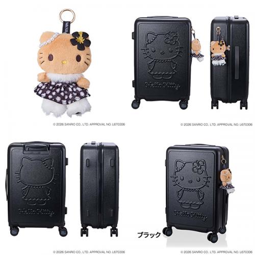 siffler HAPITAS PLUS シフレ ハピタスプラス サンリオキャラクターズ ぬいぐるみ付ジッパーキャリー ハローキティ スーツケース 47L Mサイズ 3~4泊用 フック付 HPL2354-57