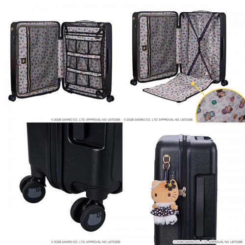 siffler HAPITAS PLUS シフレ ハピタスプラス サンリオキャラクターズ ぬいぐるみ付ジッパーキャリー ハローキティ スーツケース 83L Lサイズ 5~7泊用 フック付 HPL2354-68