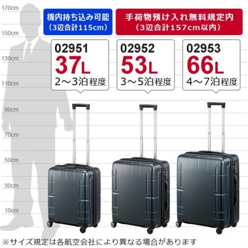 プロテカ スーツケース スタリアVs (53L) キャスターストッパー付き ファスナータイプ 3～5泊用 手荷物預け入れ無料規定内 02952