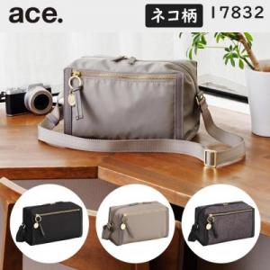 ace. /HAyU×ace. ユッカ 横型ショルダーバッグ ネコ柄 スクエア型 17832