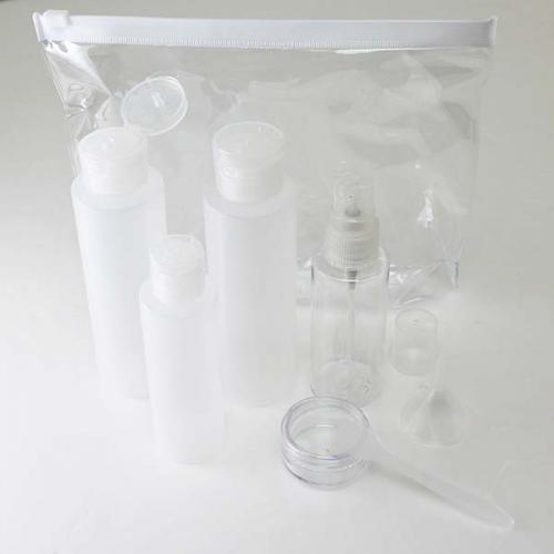 液体物機内持ち込み袋 リッターバッグセット ジッパー付き透明プラスチック袋と容器のセット